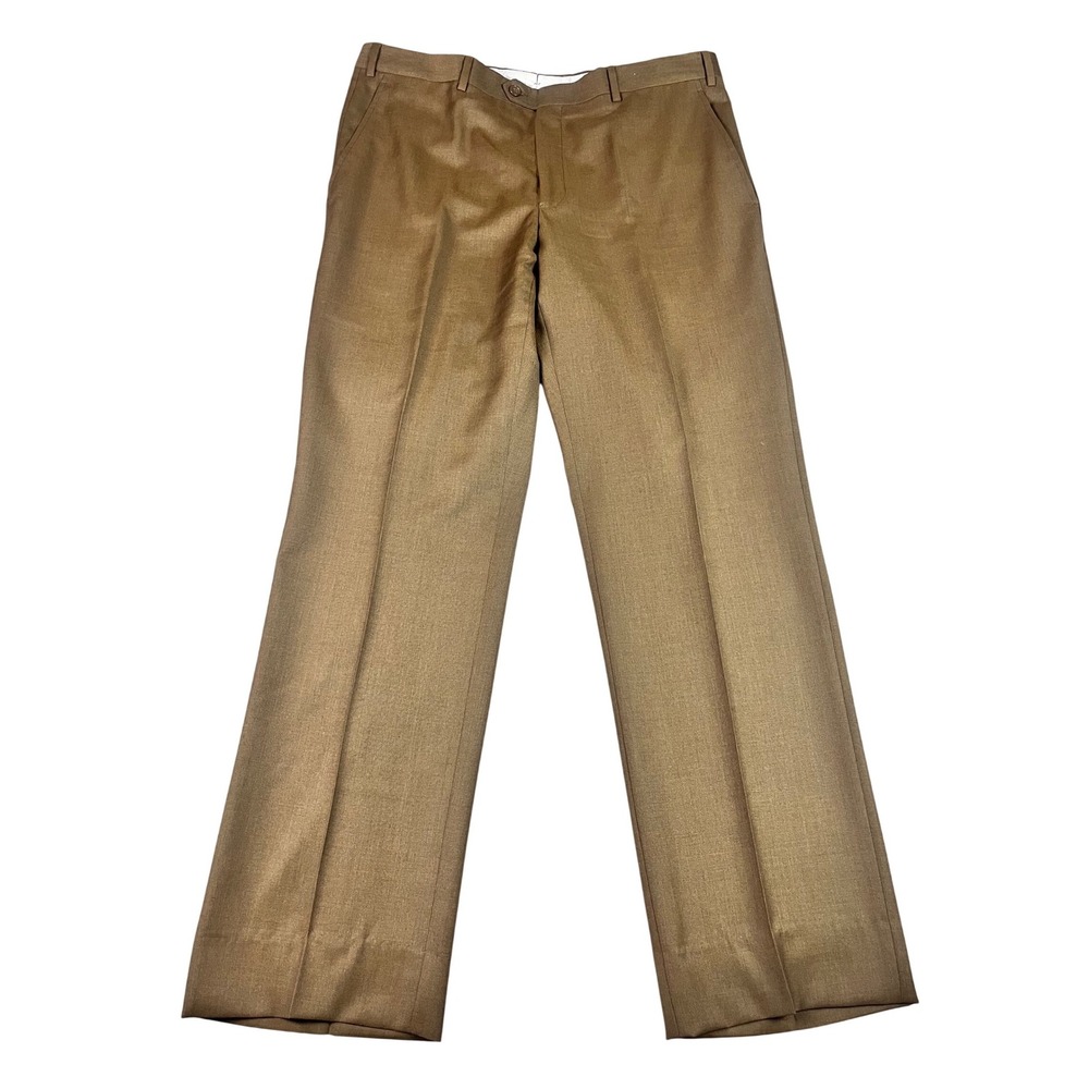 Santorelli Romeo Luxury Serge Tobacco Brown Wool Dress Pants Mens 38x32.5 Italy